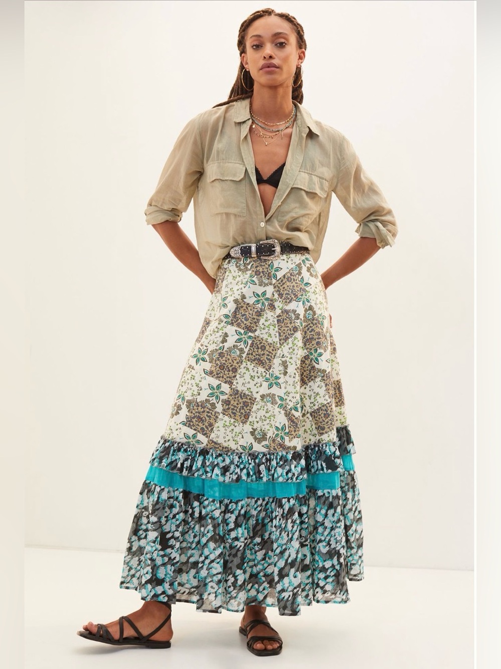 ANTHROPOLOGIE Raga Floral Patchwork Maxi Skirt